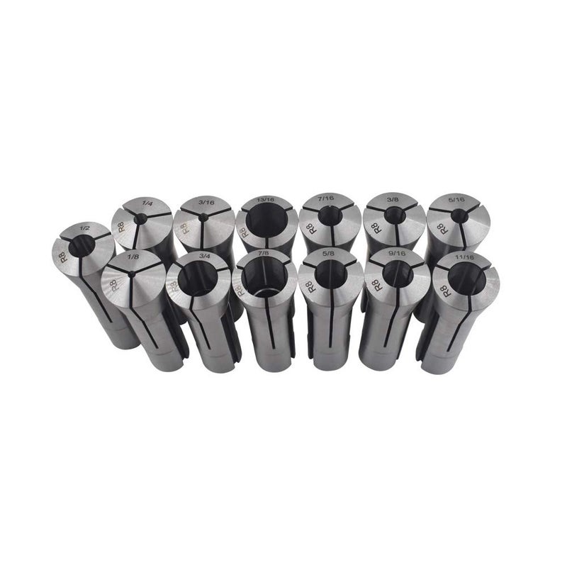 findmall 13Pcs Collet Set 1/8-7/8" R8 Mill Collet Holder Fit for CNC Engraving Machine - Image 1
